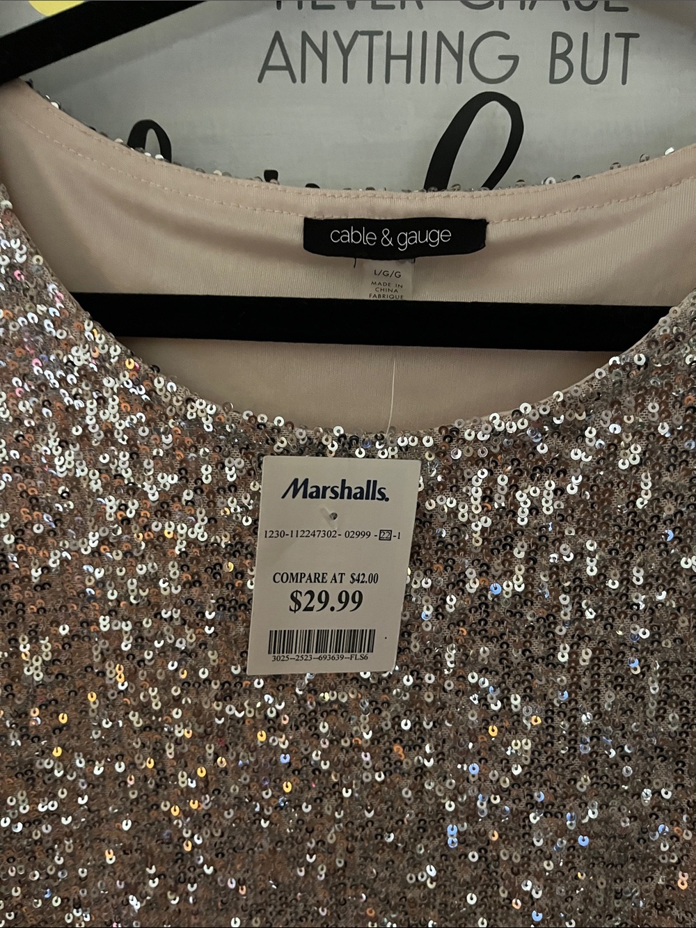 cable & gauge Sparkly Shift Dress Beige/Silver/Gold NWT — Size L - Picture 2 of 6
